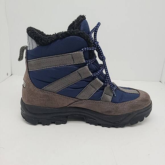 L.L. Bean Winter Snow Boots Leather Lace Up Blue Gray Brown Warm Size 8 Women’s - Picture 7 of 9